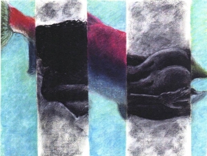 Salmon Woman - pastel/charcoal